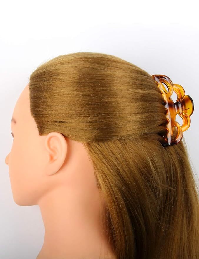 Tortoise Shell Brown Large Plastic Hair Clips Strong Holding Powerful Amber Resin Hair Claws for Women Thick Hair (Arc-Brownish Red)