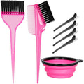 Hair Dye Color Brush and Bowl Set, Color Bowl Brushes Tool Mixing Bowl Kit Tint Comb for Hair Tint Dying Coloring Applicator (Pink&Black)
