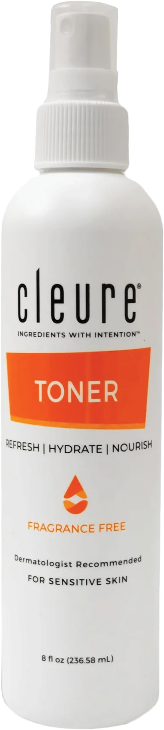 Cleure Alcohol Free Toner for Sensitive Skin - Balancing pH Toner for Face - Paraben, Salicylate, & Fragrance Free (8 oz, Pack of 1)