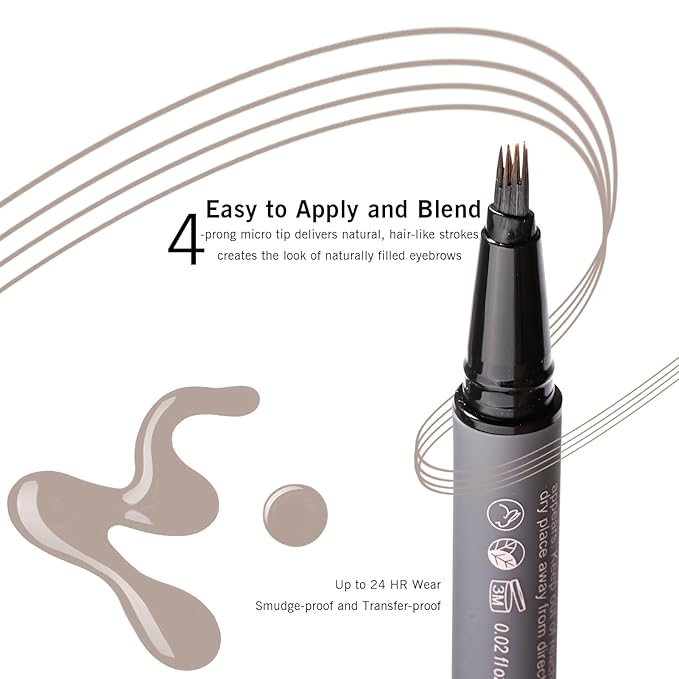 Light Gray Eyebrow Pencil for Older Women, Grey Eyebrow Pencil for Women with 4-Prong Precision Tip, Microblading Eyebrow Pen Create Natural, Hair-Like Strokes YES.EYE DO (Grey Mist-Light Gray)
