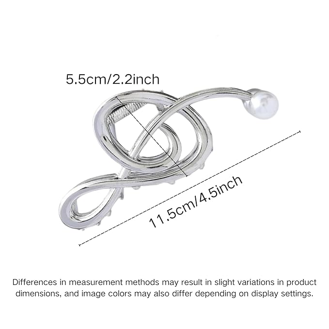 Music Note Hair Clips Metal Music Note Hair Claw Clips Musical Score Hair Claws With Pearl Large Clef Claw Clip Strong Hold Nonslip Hair Jaw Clip for Thin Thick Hair Stylish Hair Accessories for Women