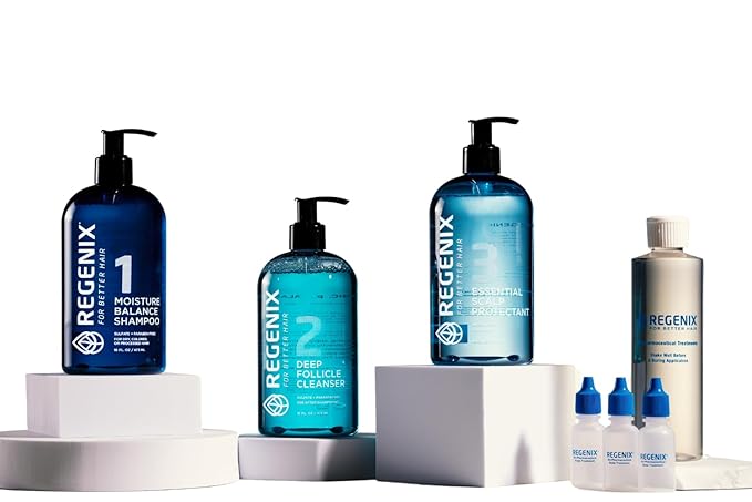 Regenix Starter Kit for Thinning Hair and Dry Scalp | Moisture Balance Shampoo, Deep Follicle Cleanser, Essential Scalp Protectant, Personalized Treatments | Natural Hair and Scalp Care System