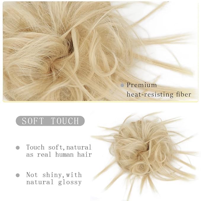 HMD Tousled Updo Messy Bun Hair Piece Hair Extension Ponytail With Elastic Rubber Band Updo Extensions Hairpiece Synthetic Hair Extensions Scrunchies Ponytail Hairpieces for Women