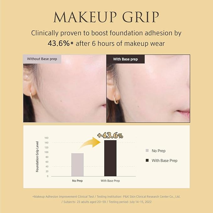YUNJAC Base Prep (1.35 fl oz) - Grip Primer, Skin Perfecting Makeup Base for Korean Skin Prep. Silicone-Free, Serum Texture for Glowing, Flawless, and Long-Lasting Makeup