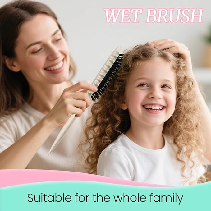 Curly Hair Brush Boar Bristles Curl Defining Brush With 2 Psc Silk Scrunchies Detangling Brush For Curly Hair Detangling Brush Styling Comb Curling Curling Brush (Beige)