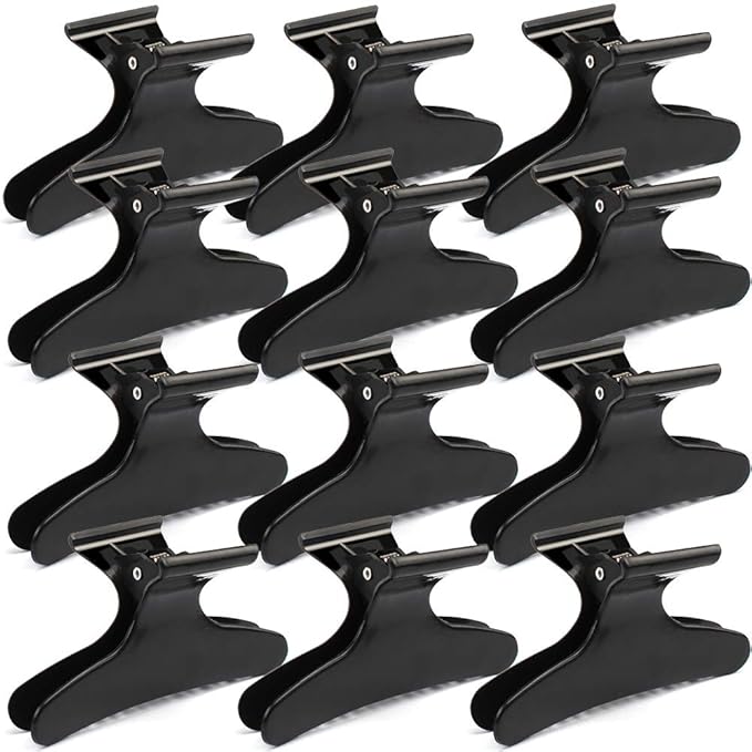 Ondder Hair Clips for Styling Sectioning Black Butterfly Hair Clips Clamps Claws Pro Salon Hair Clips for Cutting, Styling, Sectioning, Coloring Hair styling Clips Butterfly Clips Hair Accessories for