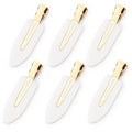 D 6 Pcs Creaseless Hair Clips No Crease Hair Clip Makeup Clips for Women and Girls Flat No Bend Hair Clips for Hairstyling Salon Golden Handle (White)