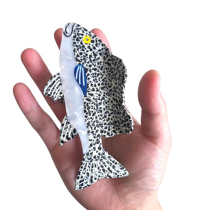 Novelty Grouper Fish Hair Clips,Cute Acetate Hair Clip,Big Claw Clips for Women,White