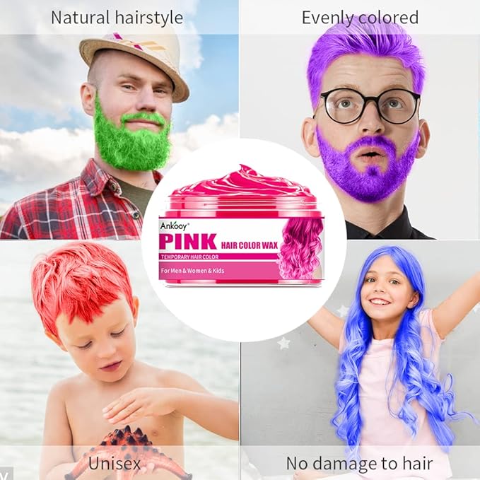 6 Colors Temporary Hair Color for Kids,Hair Wax Color for Halloween,Gifts for Teens,Girls,Boys,Gifts for Kids,Hair Color Spray Green Orange Pink Purple Red Blue Hair Dye Wax