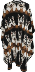 Large Long Hair Cutting Cape, Salon Apron Cute Siberian Husky Puppy Art Haircuting Salon Cape Gown for Hair Cutting Styling