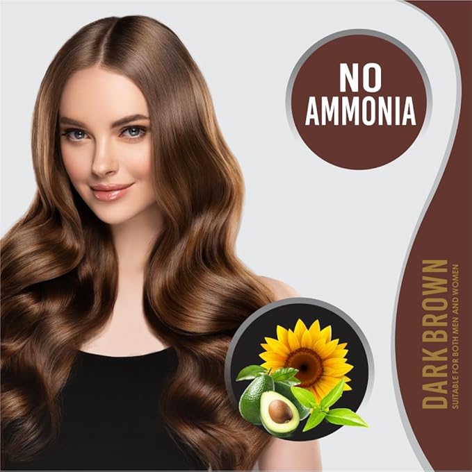 Creme Hair Color Permanent Hair Dye Color - With Improved Creme Formula for Gray Coverage Ammonia Free Hair Color Dye for Rich Bright Long lasting (Dark Brown, 3.04 Fl Oz) - Pack Of 2