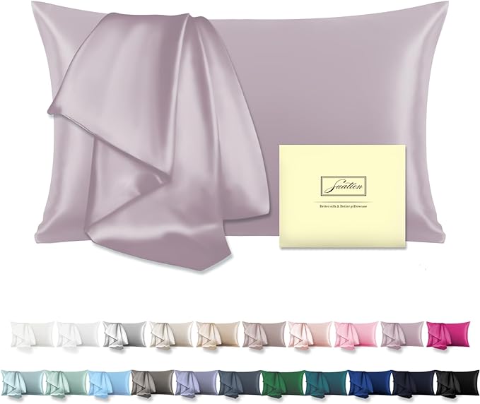 Mulberry Silk Pillow Cases for Hair and Skin Queen Size Silk Pillowcase with Zipper Soft Breathable Smooth Cooling Satin Silk Pillow Covers for Sleeping (Lavender,20"X 30",1Pcs)