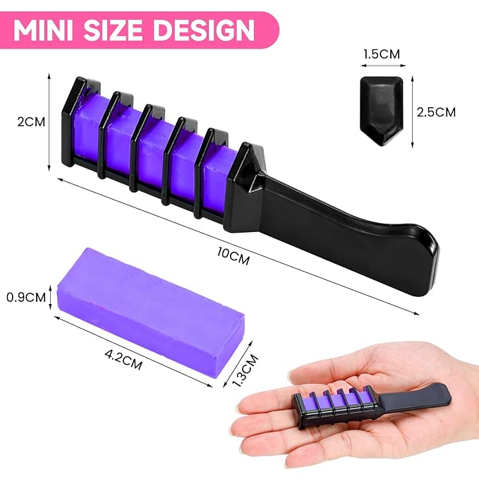 10 Color New Hair Chalk Comb Temporary Bright Hair Color Dye for Kids,Washable Hair Chalk Girls New Year Birthday Cosplay DIY(Dark Blue&Blue&Green&Purple&Brown&Pink&Orange&Red&Dark Green&Yellow)