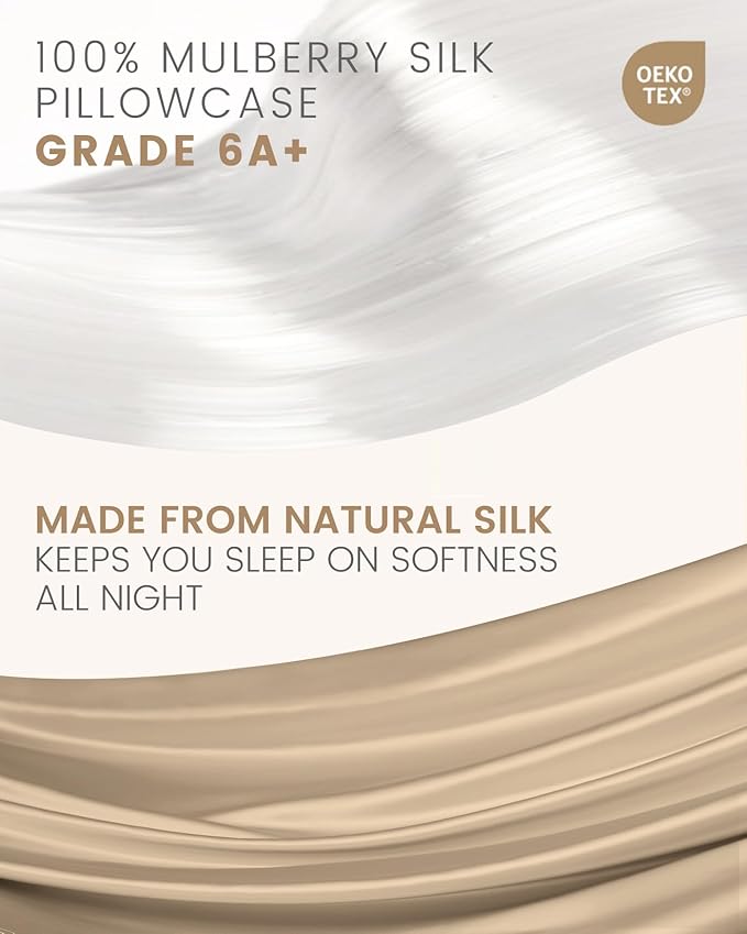 THXSILK 100% Mulberry Silk Pillowcase for Hair and Skin Health, Soft Breathable and Smooth Pillowcase with Hidden Zipper, Both Sides Premium Grade 6A+ Silk, 1pc (Standard 20"x26", Taupe)
