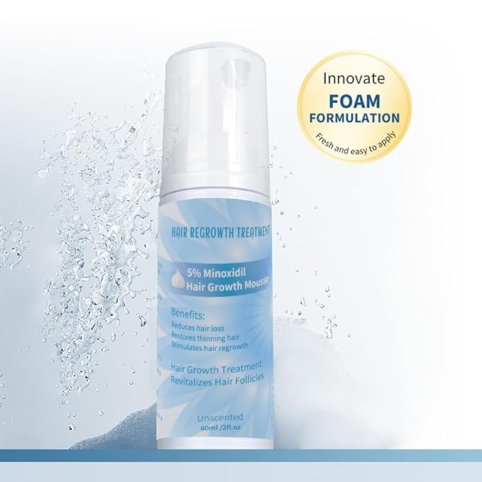 Minoxidil 5% Foam for Hair Growth, Topical Hair Loss Treatment for Men and Women, 3 Pack (2 oz Bottle) (1PC)