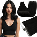 Full Shine Machine Remy Tape in Extensions 14 Inch Color 1B Natural Black Invisible Injection Tape in Hair Extensions Human Hair Double Sided Seamless Skin Weft 40 Grams 20Pcs Add Volume for Party