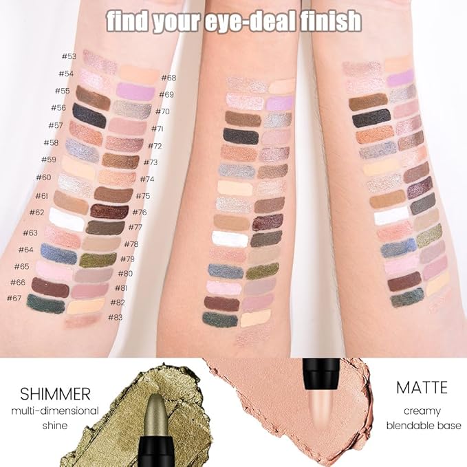 Kaely 8Pcs Cream Eye Shadow Sticks Set, Matte Shimmer Eyeliner Pencil Eyeshadow Palette Makeup, Eye Highlighter Brightener Stick for Older Women Waterproof Pigmented, sombras para ojos, New-10