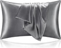 BEDELITE Satin Pillowcase with Zipper, Dark Grey Pillow Cases Queen Size Set of 2, Super Soft and Cooling Similar to Silk Pillow Cases, Gift for Women Men(20x30 Inches)