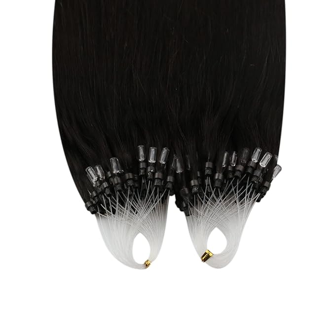YoungSee Micro Loop Hair Extensions Real Human Hair Dark Brown Micro Ring Hair Extensions Human Hair Dark Brown Micro-Beads Hair Extension 22In 50s 50g Microring Hair Extension Real Hair for Weddings