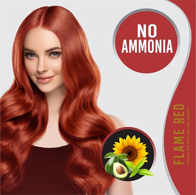 Creme Hair Color Permanent Hair Dye Color - With Improved Creme Formula for Gray Coverage Ammonia Free Hair Color Dye for Rich Bright Long lasting (Flame Red, 3.04 Fl Oz) - Pack Of 2