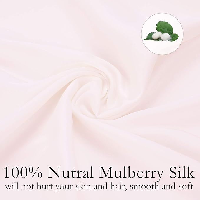 Silk Pillowcase for Hair and Skin 2 Pack 100% Mulberry Silk Bed Pillowcase Hypoallergenic Soft Breathable Both Sides Silk Pillow Case with Hidden Zipper, Pillow Cases (Queen, Light Pink)