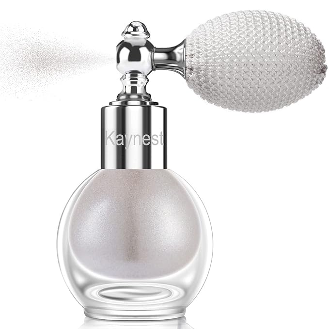 Shimmering Spray Powder Sparkle Powder, kaynest Body Glitter Face High Gloss Spray Highlighter Loose Powder Makeup Spray for Women Hair Nails Makeup (Metallic Silver)