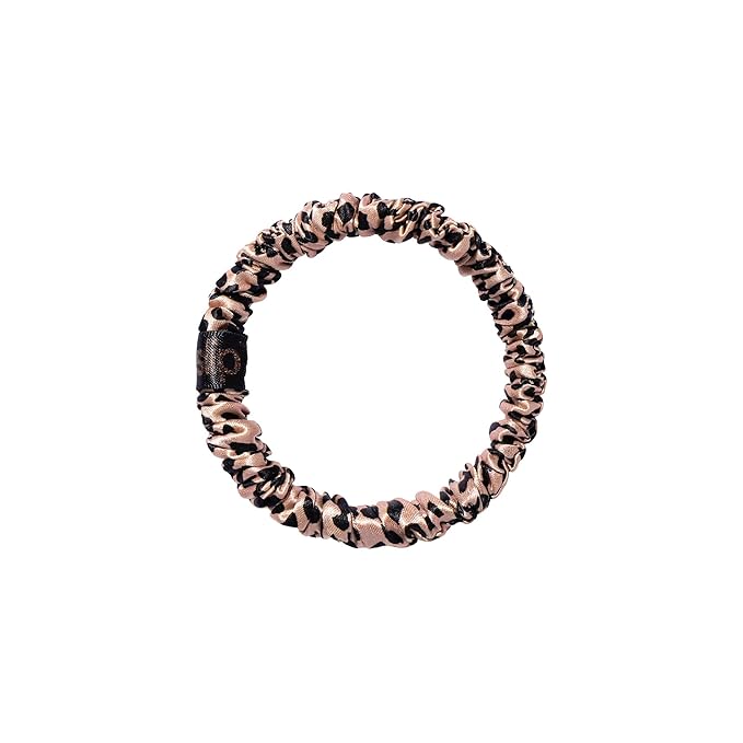 SLIP Skinny Scrunchie, Rose Leopard |Pure Silk Skinny Scrunchie | 100% Mulberry Silk, Anti-Crease, Gentle on Hair, Reduces Breakage | Stylish & Durable, Amazon Exclusive