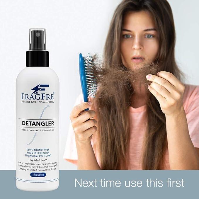Hair Detangler Spray, 8 oz - Leave in Conditioner for Sensitive Skin and Scalp - Styling Heat Protectant Spray - Gluten Free Vegan Cruelty Free