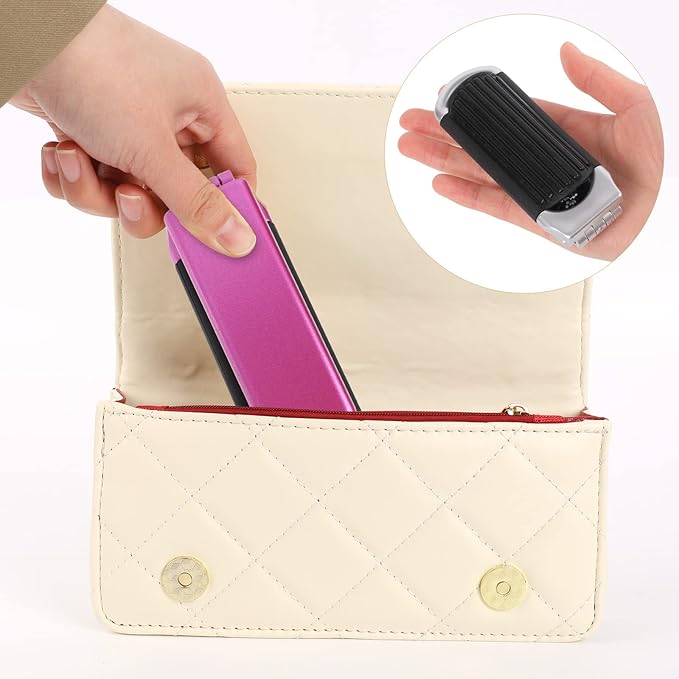 Sliverdew Travel Hair Brush, 2 Pieces, Folding Hair Brush with Mirror, Compact Hair Comb, Portable, Collapsible Pocket Brush, Small, for Women, Silver & Purple