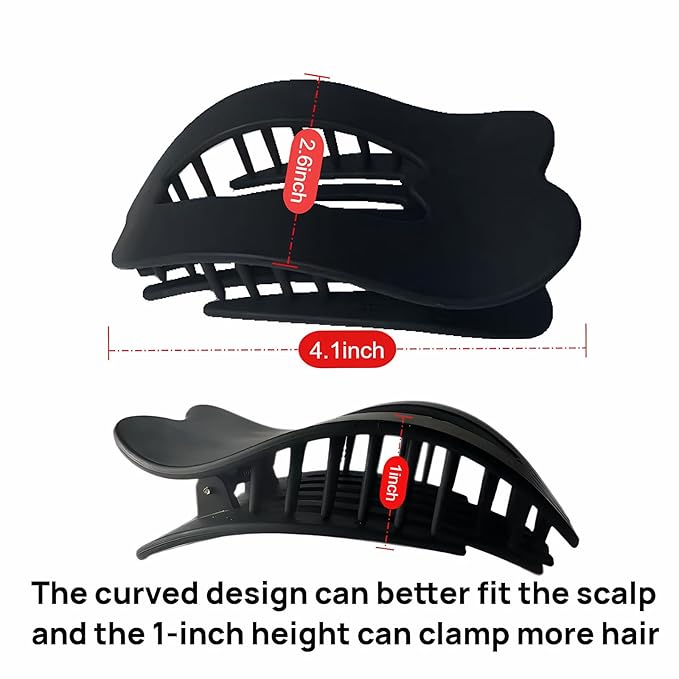 Women Flat Hair Clips,3-Pack French Large Matte Non-Slip Claw Hair Clips for Thick or Thin Hair(White, Black,Matte Khaki)