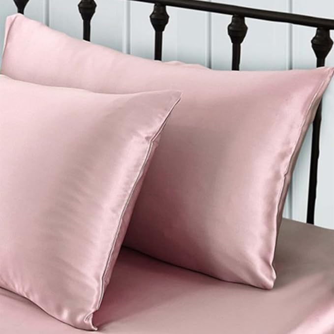 Oeko-TEX Certified Pink Silk Pillowcase for Sleeping Women Made in USA, 22 Momme Real Mulberry Silk Pillow Cases with Zipper, 6A Grade 100% Organic, Beauty Boost, 1 Pc 20"x26" (Standard, Pink)