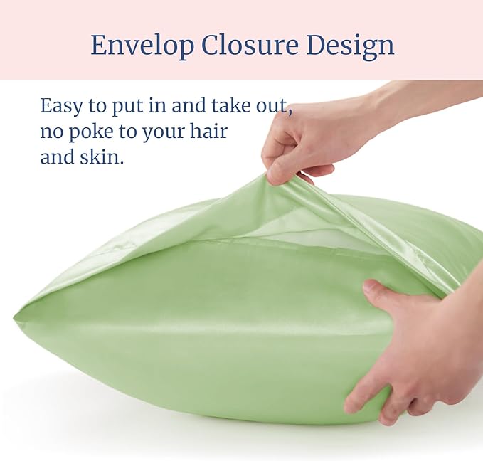 BEDELITE Satin Pillowcase for Hair and Skin, Super Soft and Cooling Similar to Silk Pillow Cases 2 Pack with Envelope Closure, Gift for Women Men(20"x30" Queen Size, Gleam)
