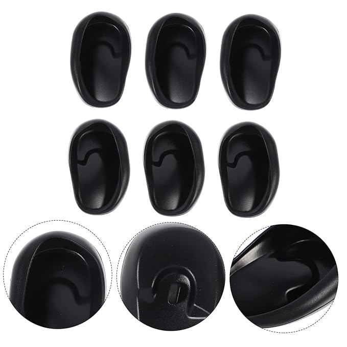 6pcs Earmuffs Heat Protector for Hair Black Ear Cuff Black Hair Dye Ear Protectors for Hair Dryer Ear Protector for Salon Hair Salon Earmuffs Hair Dyeing Supplies Plastic Hairbrush