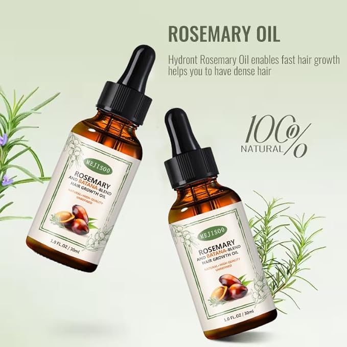 Organic Batana Rosemary Oil for Hair Growth & Anti-Hair Loss, Natural DHT Blocker Scalp Treatment for Thinning Hair, Nourishing Dry Scalp & Strengthening Follicles Cold-Pressed, Non-Greasy, 1 fl oz