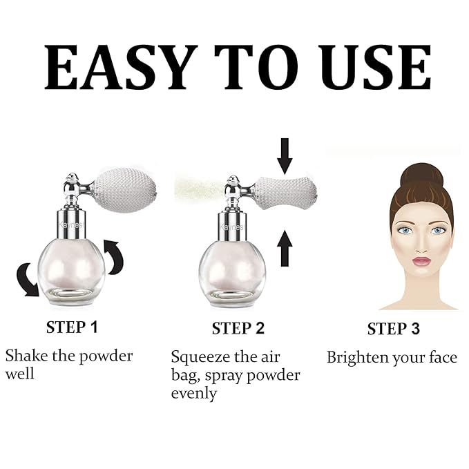 Highlighter Powder Spray, Longwear Glitter Spray for Body, Face, Hair, Shimmer Powder High Gloss Loose Powder Makeup Mist for Festive Party, Stage Shows, Nightclubs, Bar(2#Champagne)