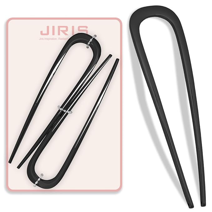 2PCS 5.5Inch French Hair Pins Large U-Shaped Pins for Women and Girls Fashion Metal Hair Pin French Twist Hair Pins for Buns, Updos,Stylish and Functional(set3-black)