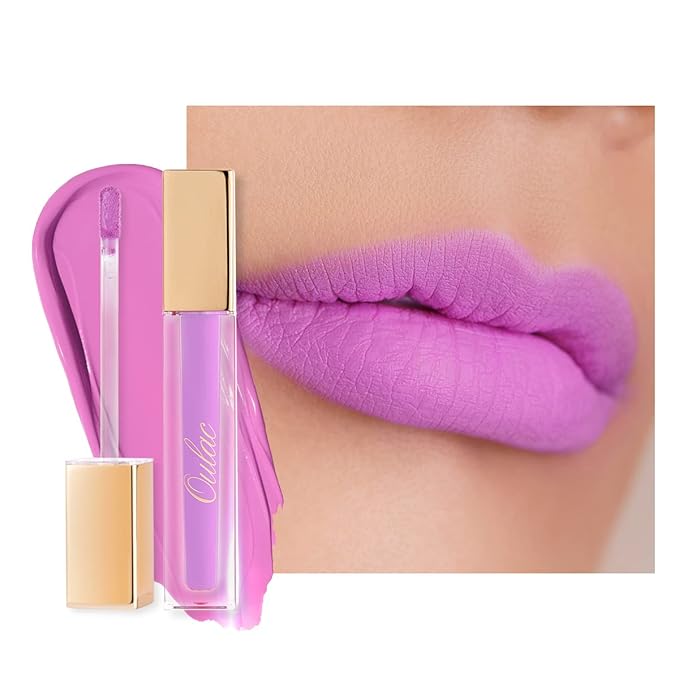 Oulac Matte Liquid Pinky Purple Lipstick for Women, Light Pink Lipstick Long Lasting Waterproof Lip Stain, No Transfer, Creamy High Pigmented Formula with Rose Oil, Vegan & Cruelty-Free, M14
