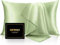 INFIIXSO Silk Pillow Cases 2 Pack Standard Size, Ultra Smooth & Soft Mulberry Silk Pillow Case for Hair and Skin, Breathable Cooling Silk Pillowcase with Hidden Zipper (Sage Green, 20x26 Inches)