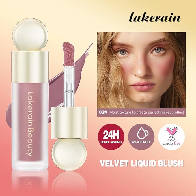 Soft Velvet Liquid Blush Face Makeup Matte Cream Blush for Cheek Weightless,Long-Lasting,Natural-Looking,Smudge Proof,Dewy Finish Skin Tint Blush Makeup(#03)