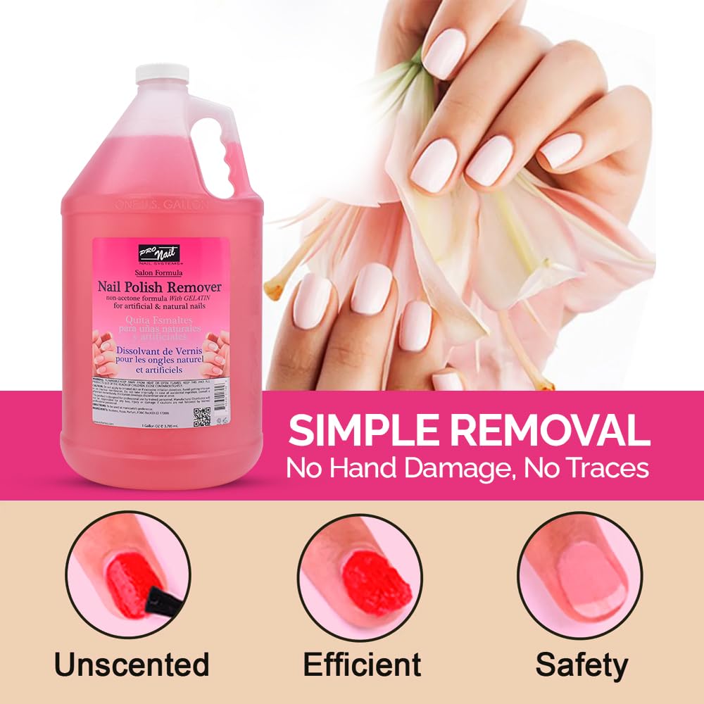 PRONAIL - Non-Acetone Nail Polish Remover Professional, Maximum Strength, 1 Gallon