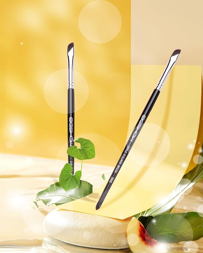 EIGSHOW Eyeliner Brush Gel Eyeliner Makeup Brush for Precise Eye Liner Eyebrow Eyelid Ultra Thin with Curved Bristle (E865 2Pieces)