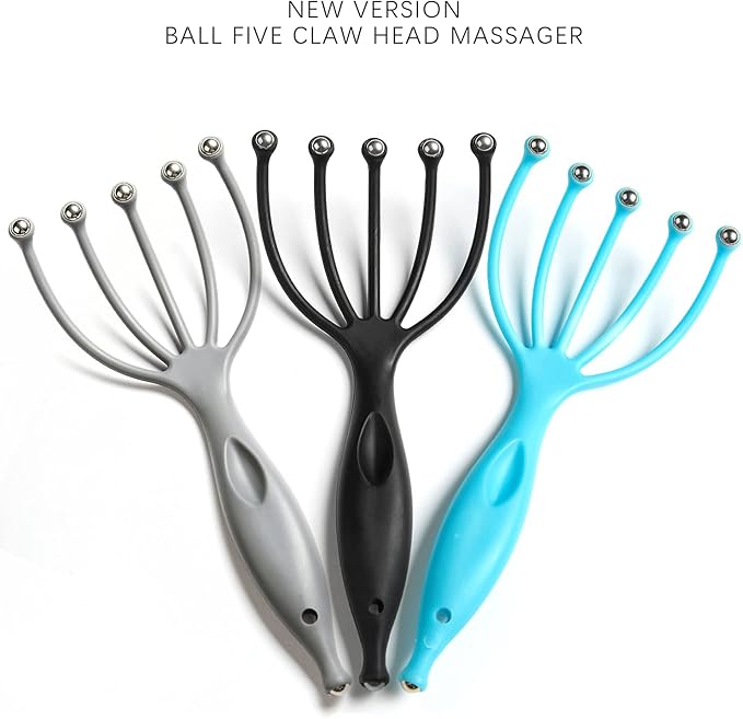 Head Massager,Protable Handheld SPA Scalp Massage Tool for Deep Relaxation & Stress Reduction Wet and Dry in The Office Home SPA (2-Pack) (Black Black)