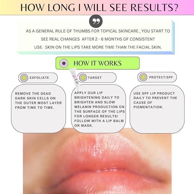 Potent brightening Lip Balm for dark lips & smokers lips, kojic acid, alpha arbutin, niacinamide, licorice, vitamin A, Carefully formulated for lips.