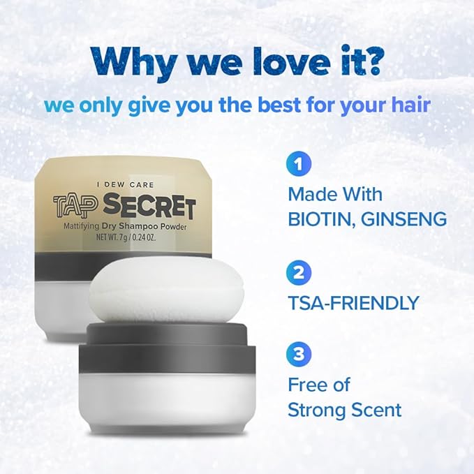 I DEW CARE Biotin Clarifying Dry Shampoo Limited Edition - Tap Secret Refill Set | With Black Ginseng, Non-aerosol, Formulated Without Benzene, Travel Size, Stocking Stuffers, Gift Set, 0.24 oz. x 2EA