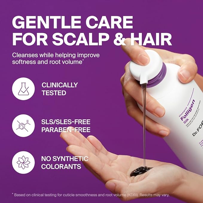 Dr.FORHAIR Folligen Silk Shampoo 500 ml/16.9 fl. oz. | Damaged Scalp And Hair Care | Hair Strengthening | Protein care | Smooths and Softens Rough Hair | Hypoallergenic