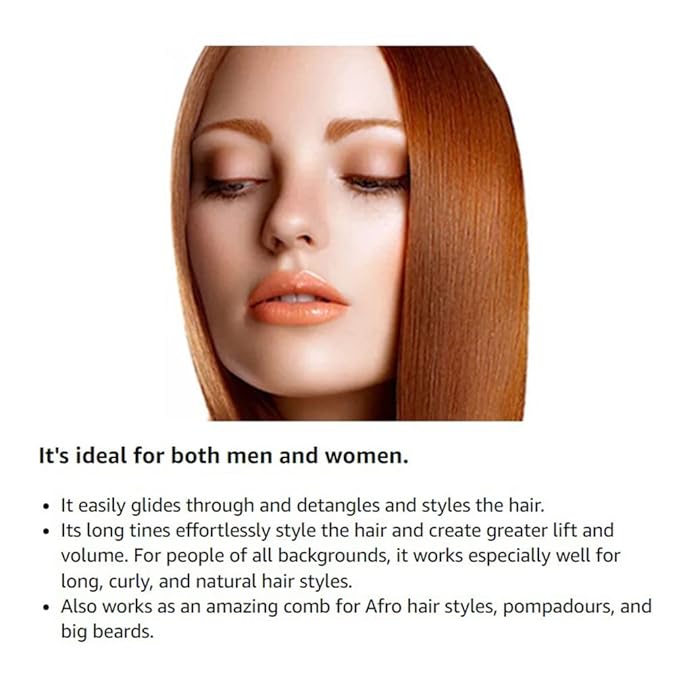 (3 Pack) 7" Black Afro Pick Lift Hair Comb Detangle Wig Braid Hair Man Styling Comb (Black)