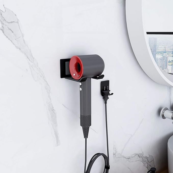 FLE Hair Dryer Holder, Blow Dryer Holder Wall Mounted Fit for Most Hair Dryers