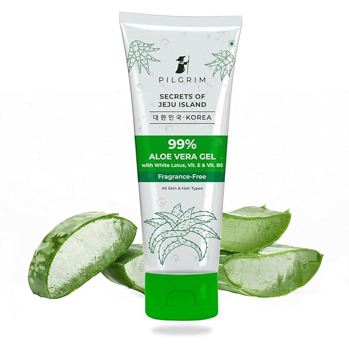 Pilgrim 99% Pure Aloe Vera Gel with Vitamin E and B5 | Natural Hydrating Pure Aloe Vera for Hydrating and Soothing Skincare| Fragrance Free I For Women and Men | 6.76oz, 200ml