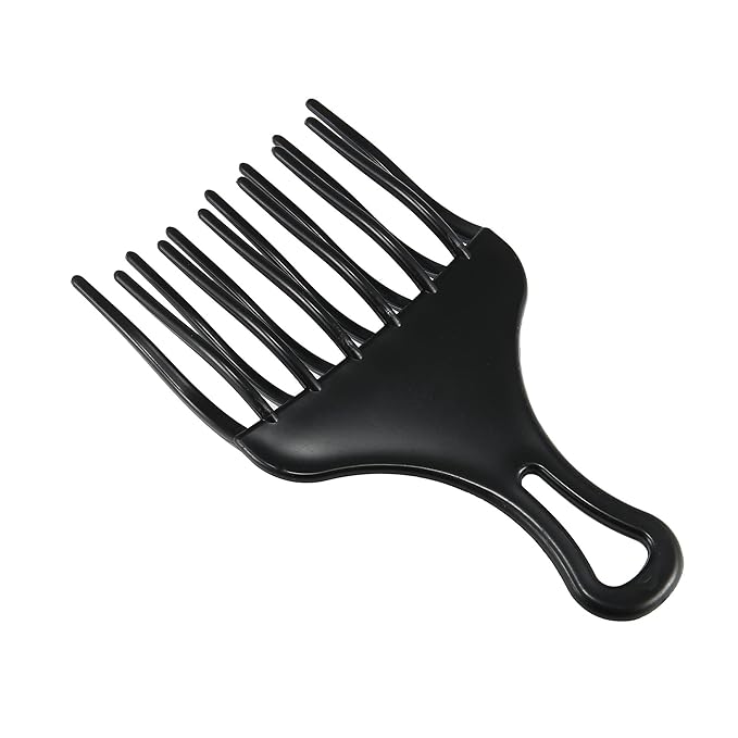 VOCOSTE Afro Hair Pick Comb Large, Plastic, Black - Curly Hair Styling Tool for Men & Women