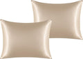NTBAY 2 Pack Satin Standard Pillowcases for Hair and Skin, Luxurious and Silky Pillow Cases with Envelope Closure, 20x26 Inches, Taupe